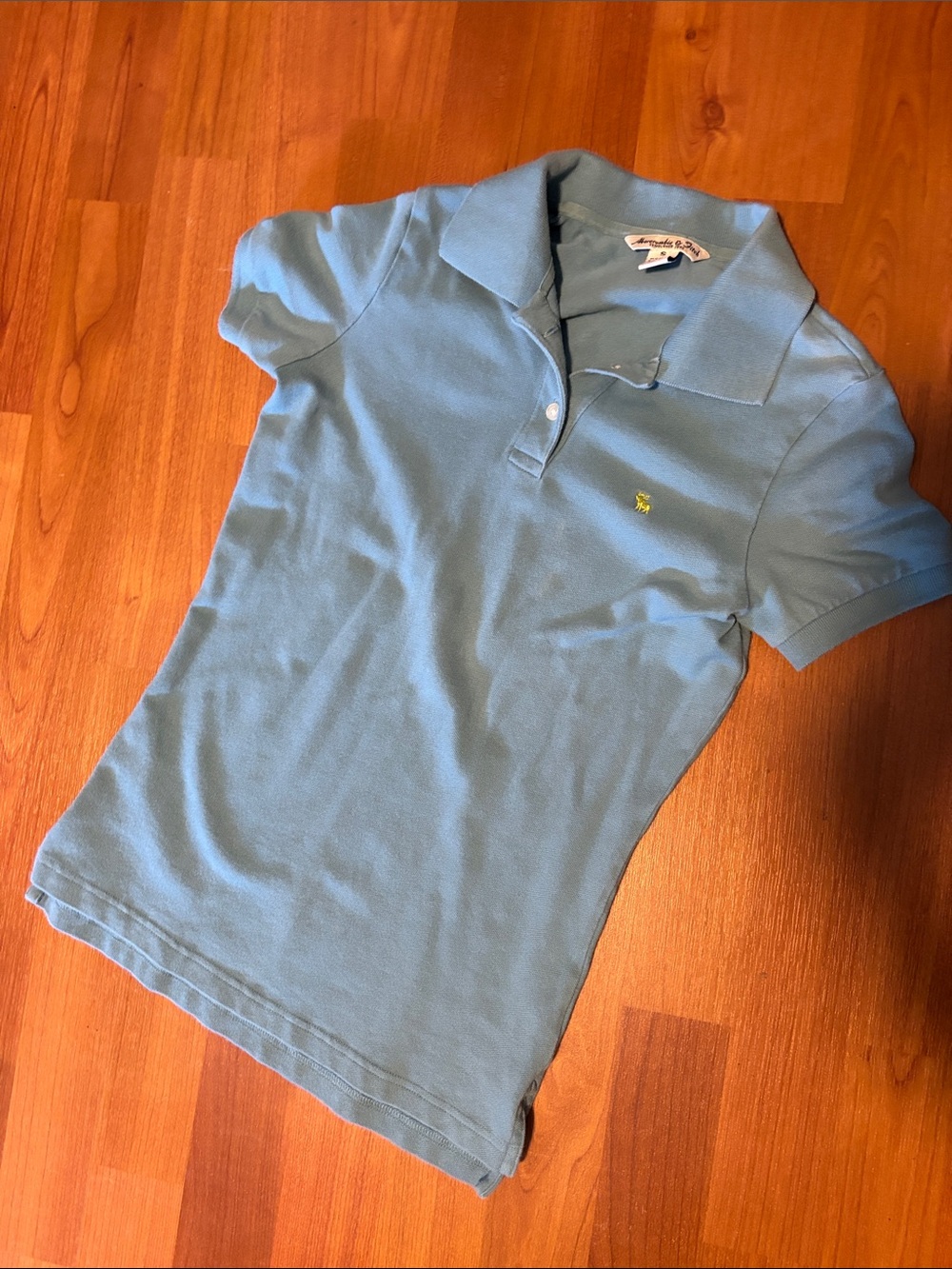 Abercrombie & Fitch Girls' Polo Shirt - Sky Blue with Yellow Logo